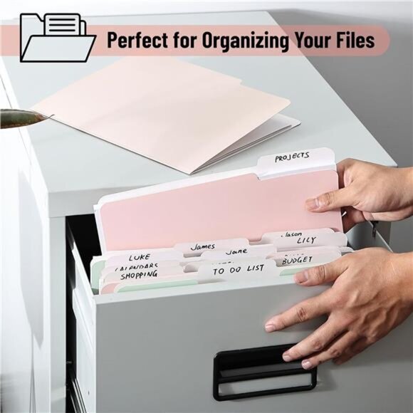 File Folders, 18 Pack, Multicolor 1/3-Cut Tab Letter Size, Durable Paper Folders - Picture 5 of 6